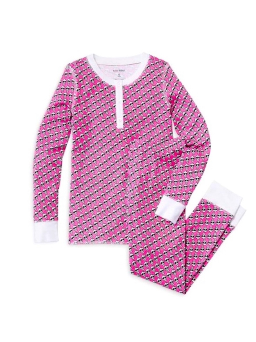 Rare Roller Rabbit X Bloomies Pink Doodle Skull PJ Top ONLY Size XL